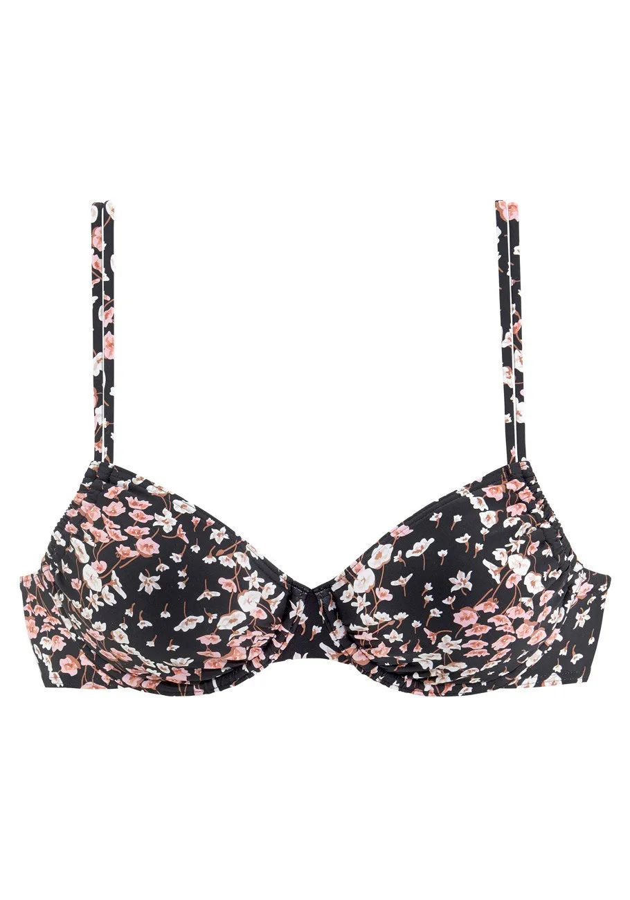 LASCANA Damen-Bikini-Oberteil mit Blumenmuster und Bügel