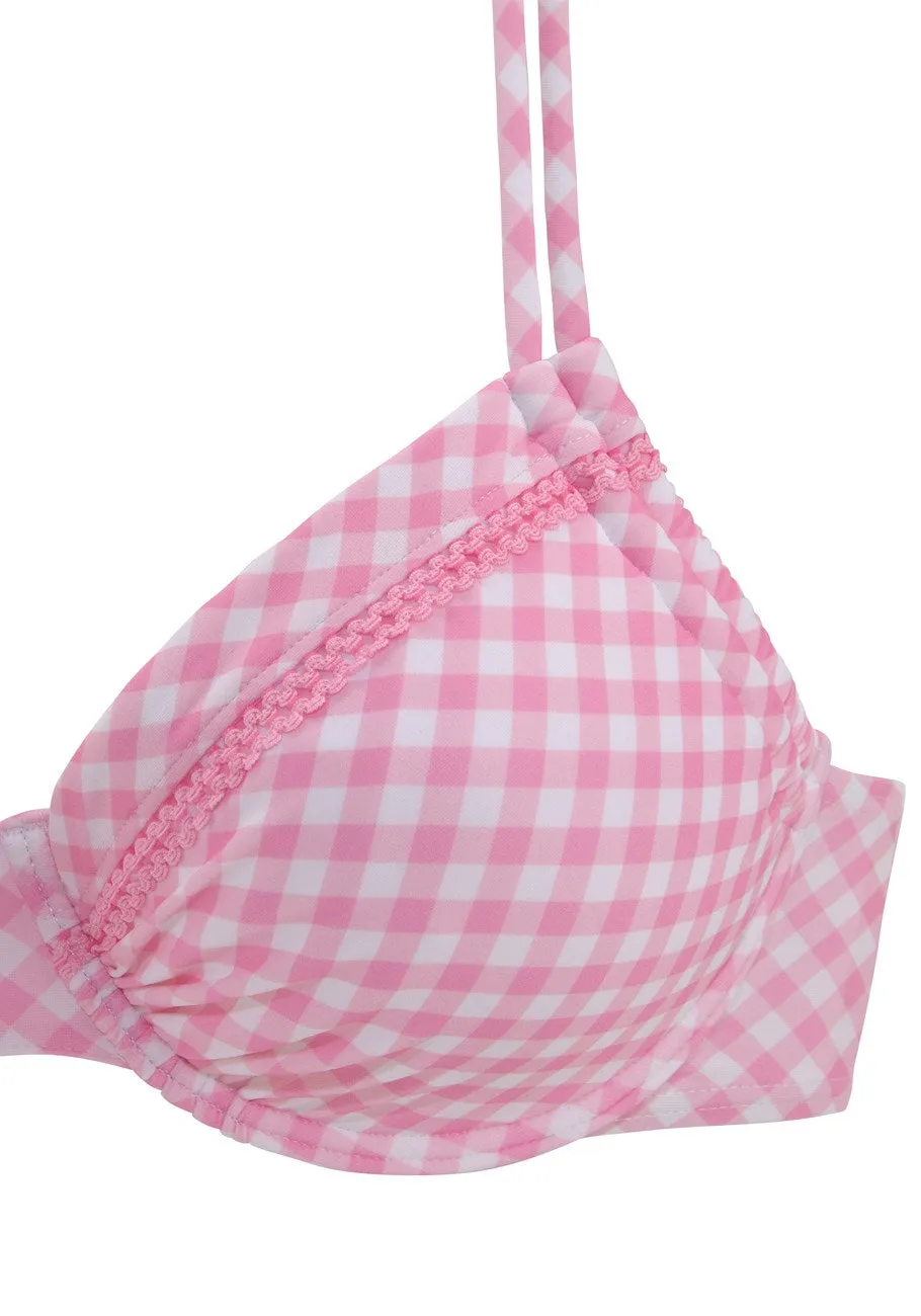 LASCANA Damen Gingham-BH mit Bügel als Bikini-Oberteil