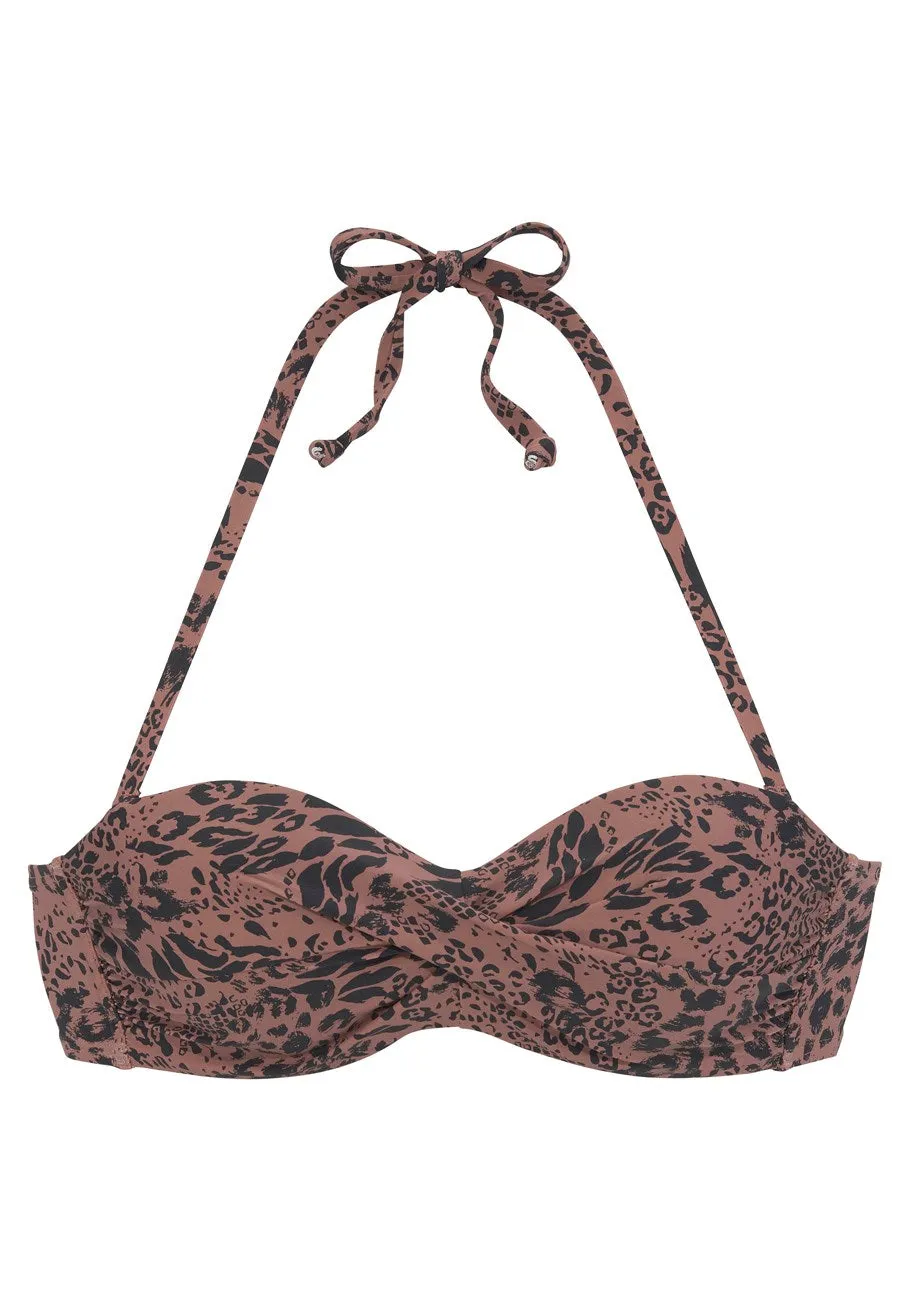 LASCANA Damen Bandeau-Bikini-Oberteil mit Leopardenmuster