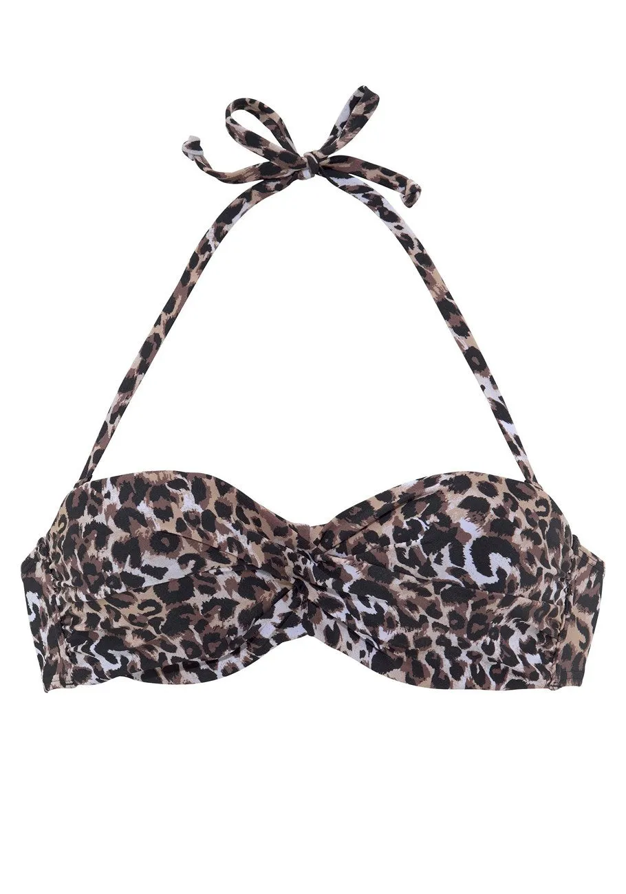 LASCANA Damen Bandeau-Bikini-Oberteil mit Leopardenmuster