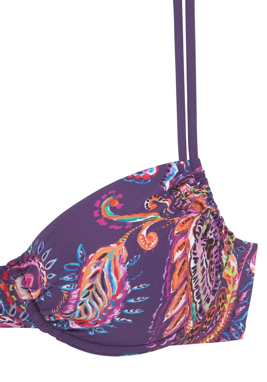 LASCANA Damen-Bikini-Oberteil mit Paisley-Print und Bügel