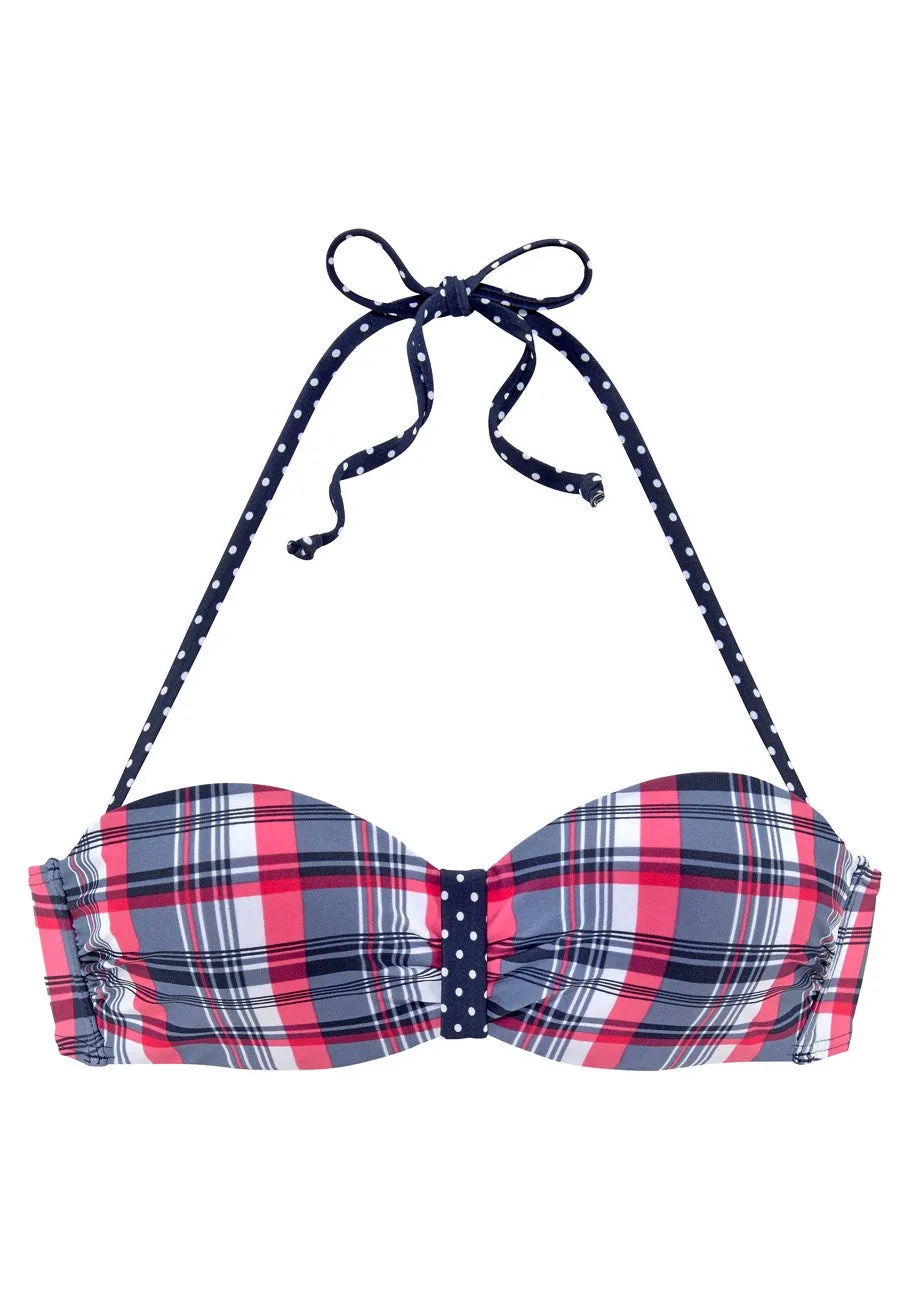 LASCANA Damen Karo-Bandeau-Bikini-Oberteil