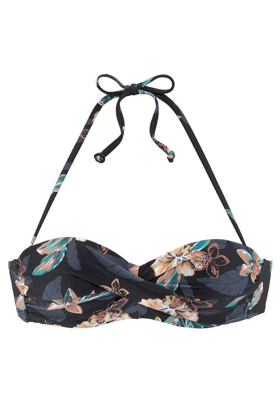 LASCANA Damen Bandeau-Bikini-Oberteil mit Print