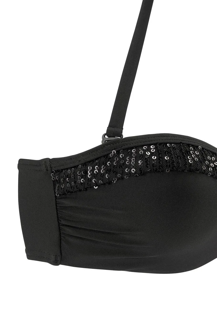 LASCANA Damen Bandeau-Bikini-Oberteil mit Pailletten