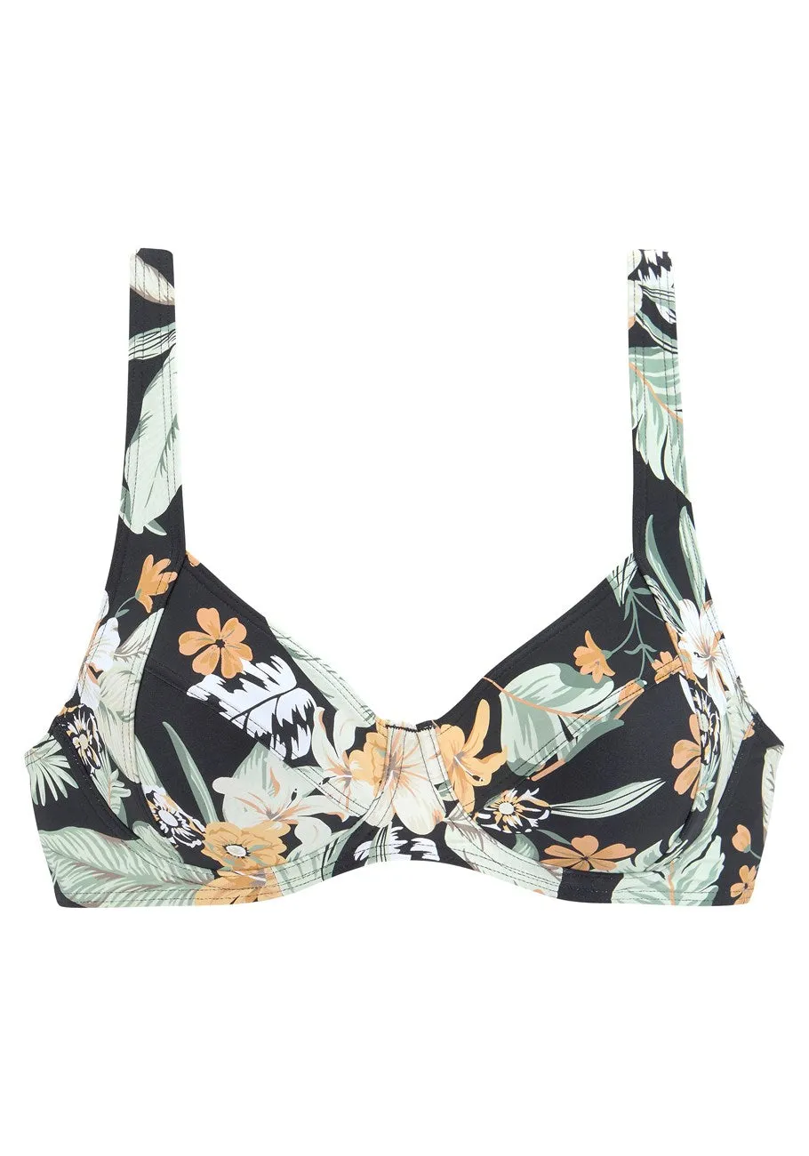 LASCANA Damen-Bikini-Oberteil mit Tropenprint und Bügel