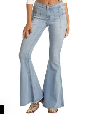 Leichte Multi-Dart Schlaghosen-Jeans