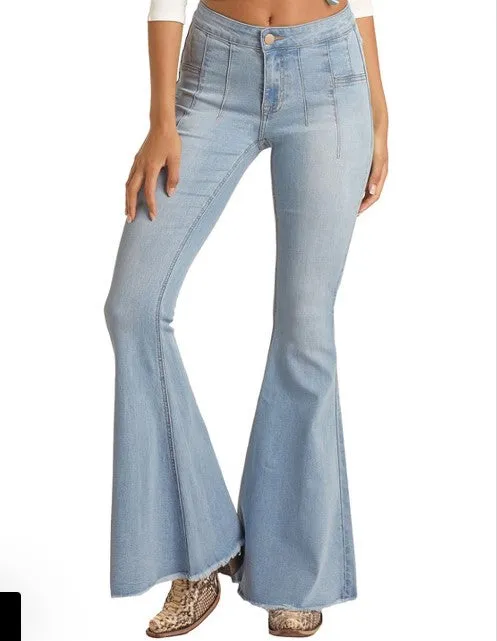 Leichte Multi-Dart Schlaghosen-Jeans