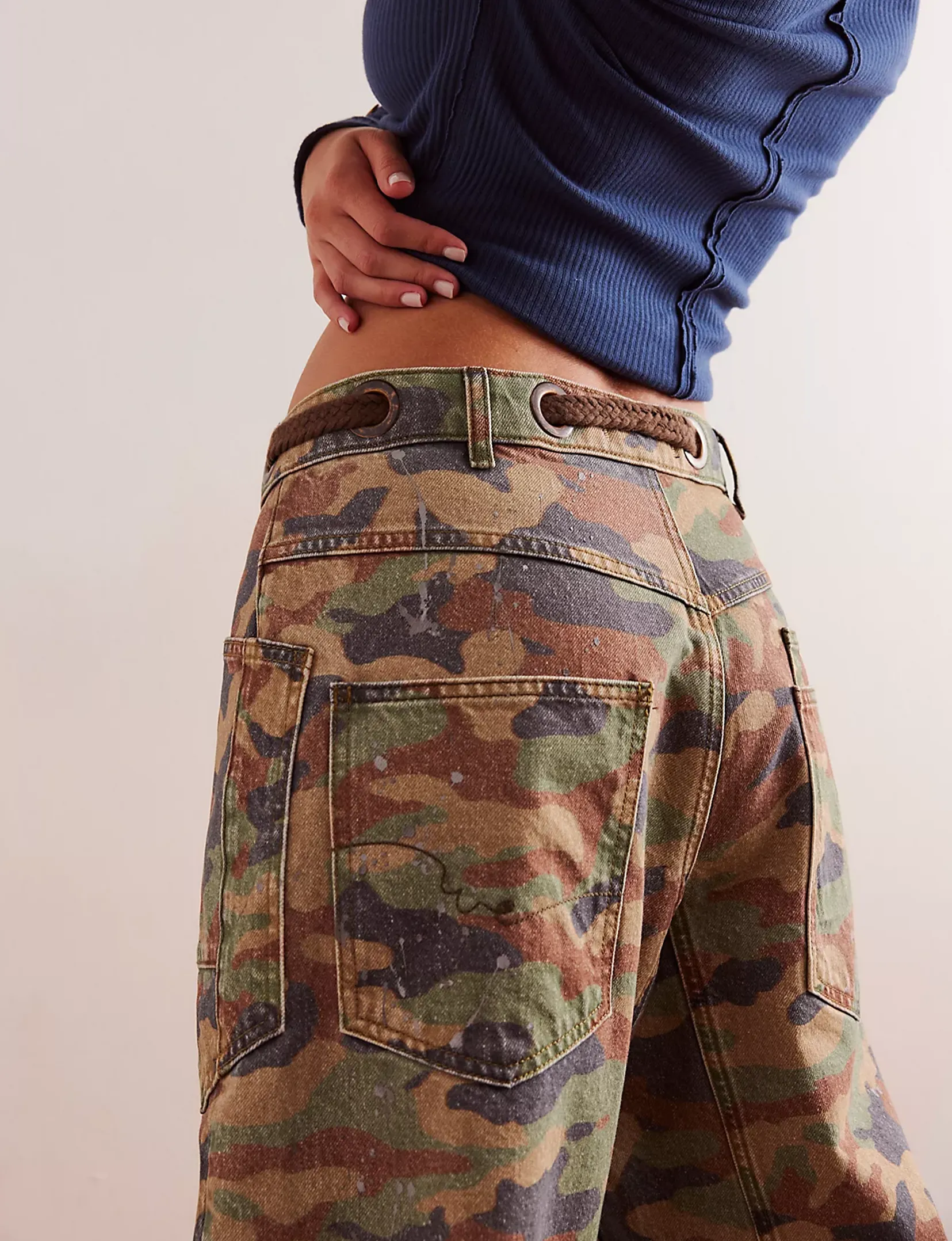 Moxie Low Slung Barrel Jeans, Grün Multi/Kombi Kleidung_free-people
