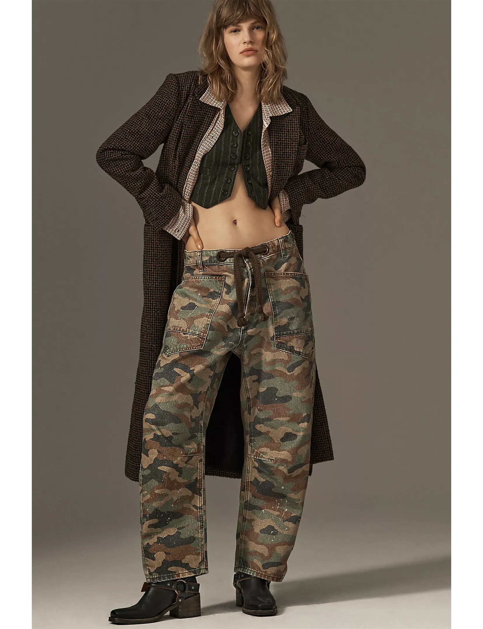 Moxie Low Slung Barrel Jeans, Grün Multi/Kombi Kleidung_free-people
