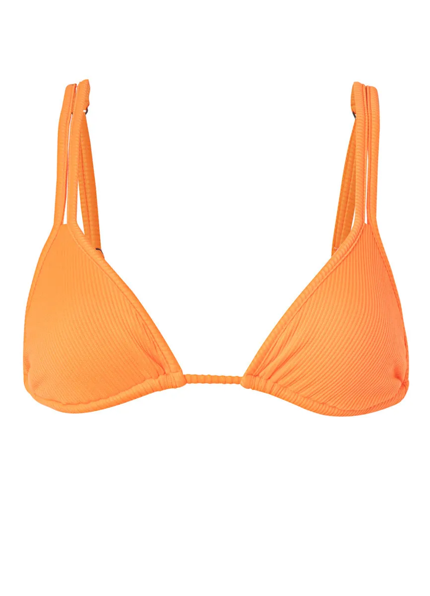 Neon Orange Itza Dreiecks-Bikini-Oberteil mit Verschluss
