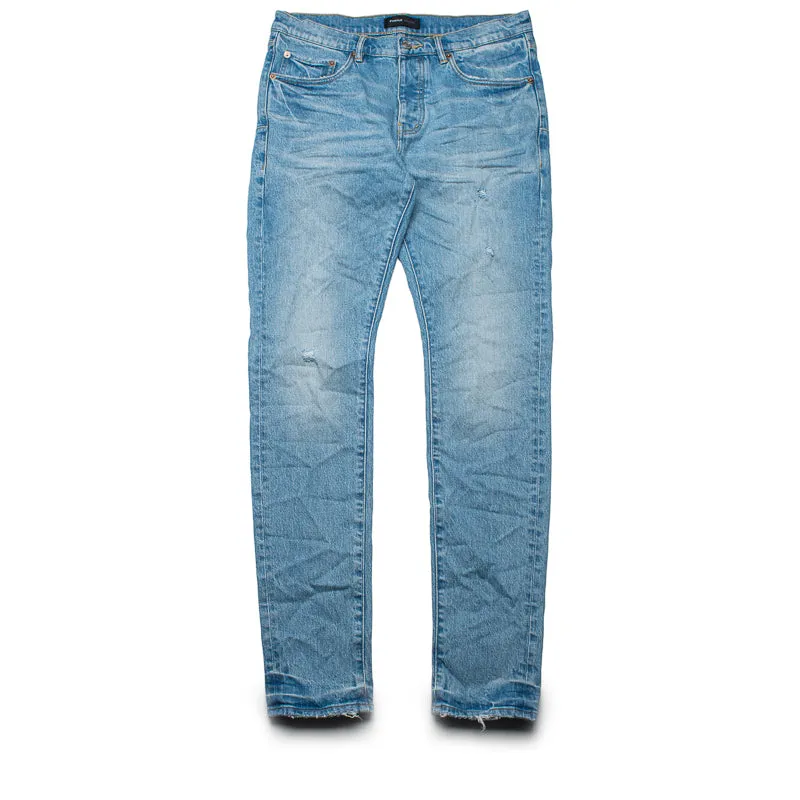 Purple Brand Low Rise Skinny Leg Vintage Abrasions Jeans - Hellindigo
