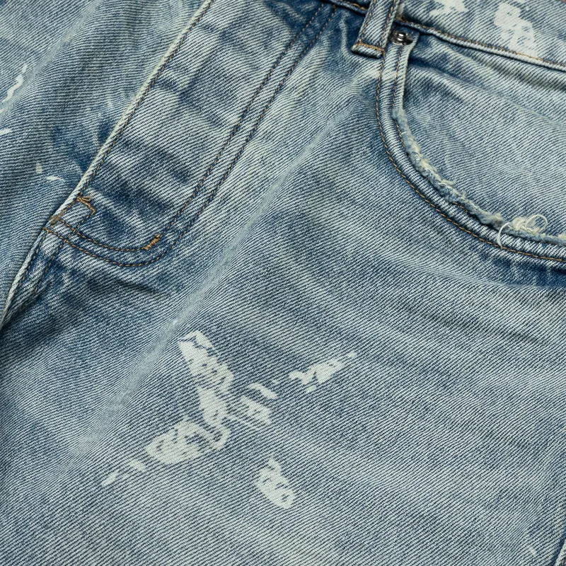 Purple Brand Low Rise Slim Leg Monogram Jeans - Hellindigo