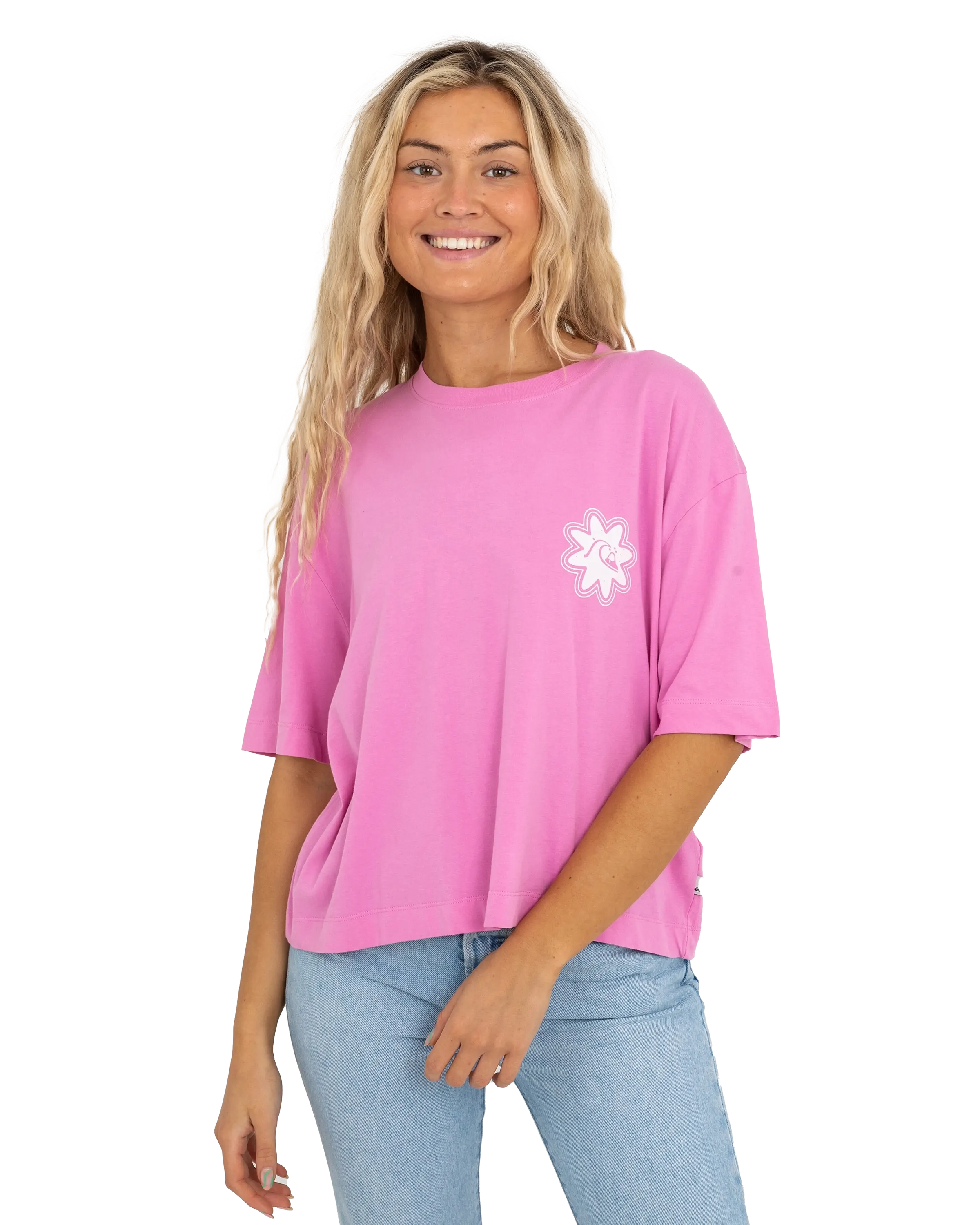 Quiksilver Clothing Das Boyf Crop T-Shirt in Mondlicht Mauve
