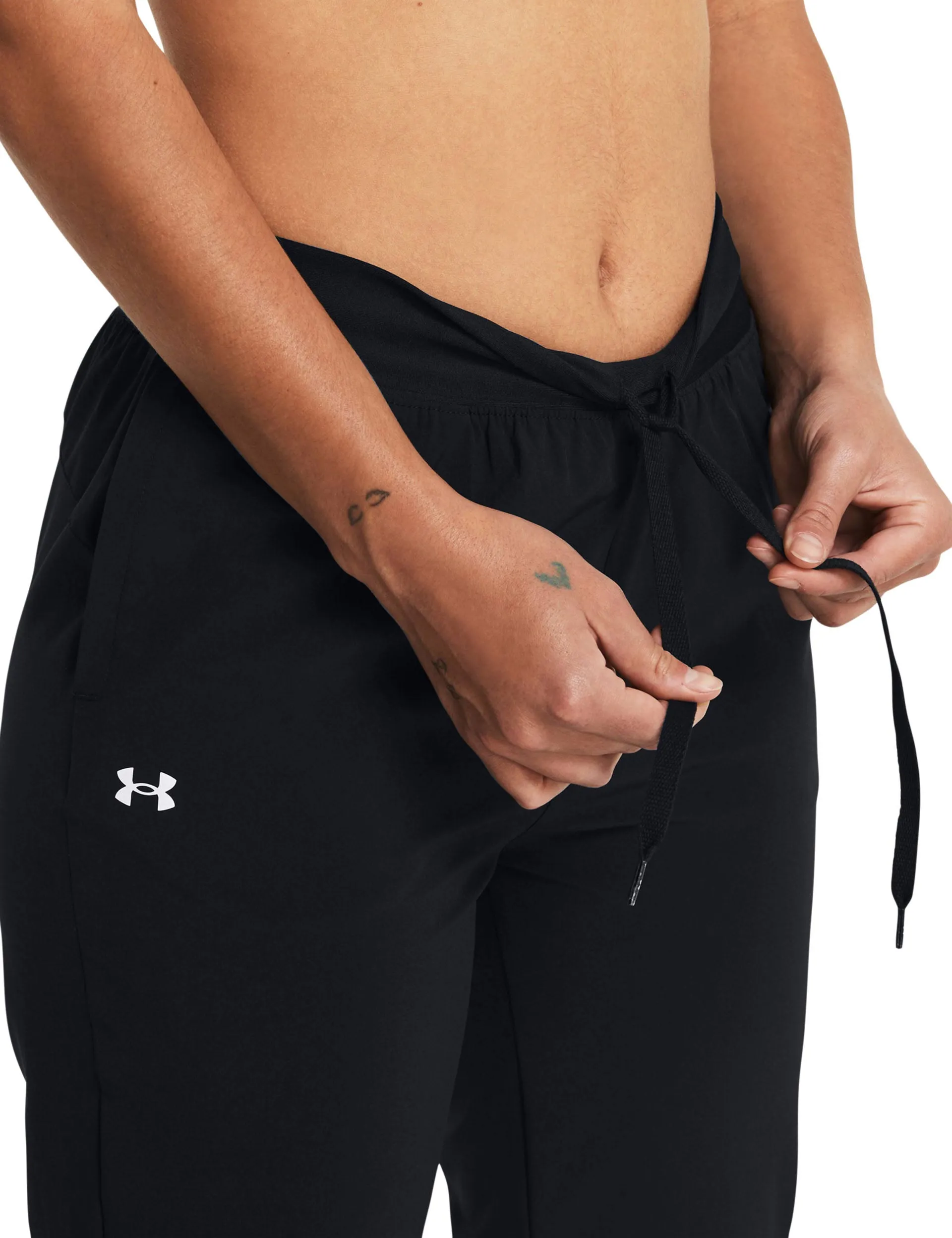 Rival High-Rise Gewebte Hose - Schwarz/Weiß Under Armour Kleidung