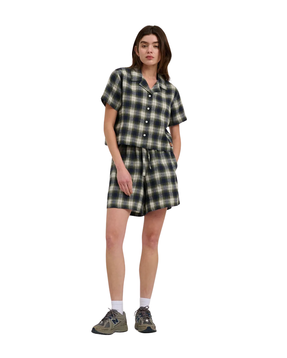 Santa Cruz Classic Check Crop Shirt in Marineblau & Grün
