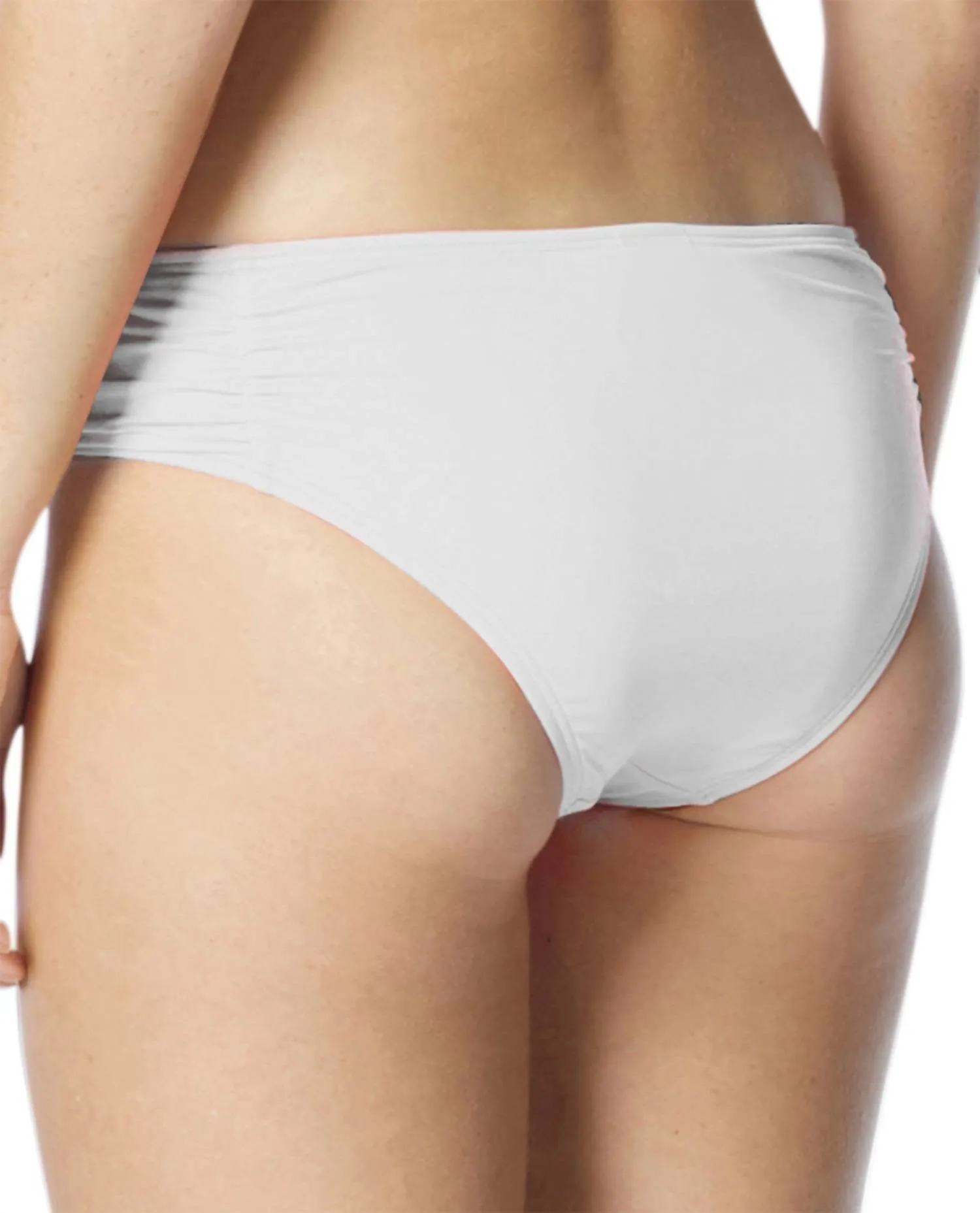Seitlich geraffte Bikini-Unterhose in Coco-Weiß