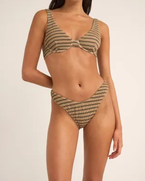 Sol Stripe Hi-Cut Bikini-Höschen in Schwarz