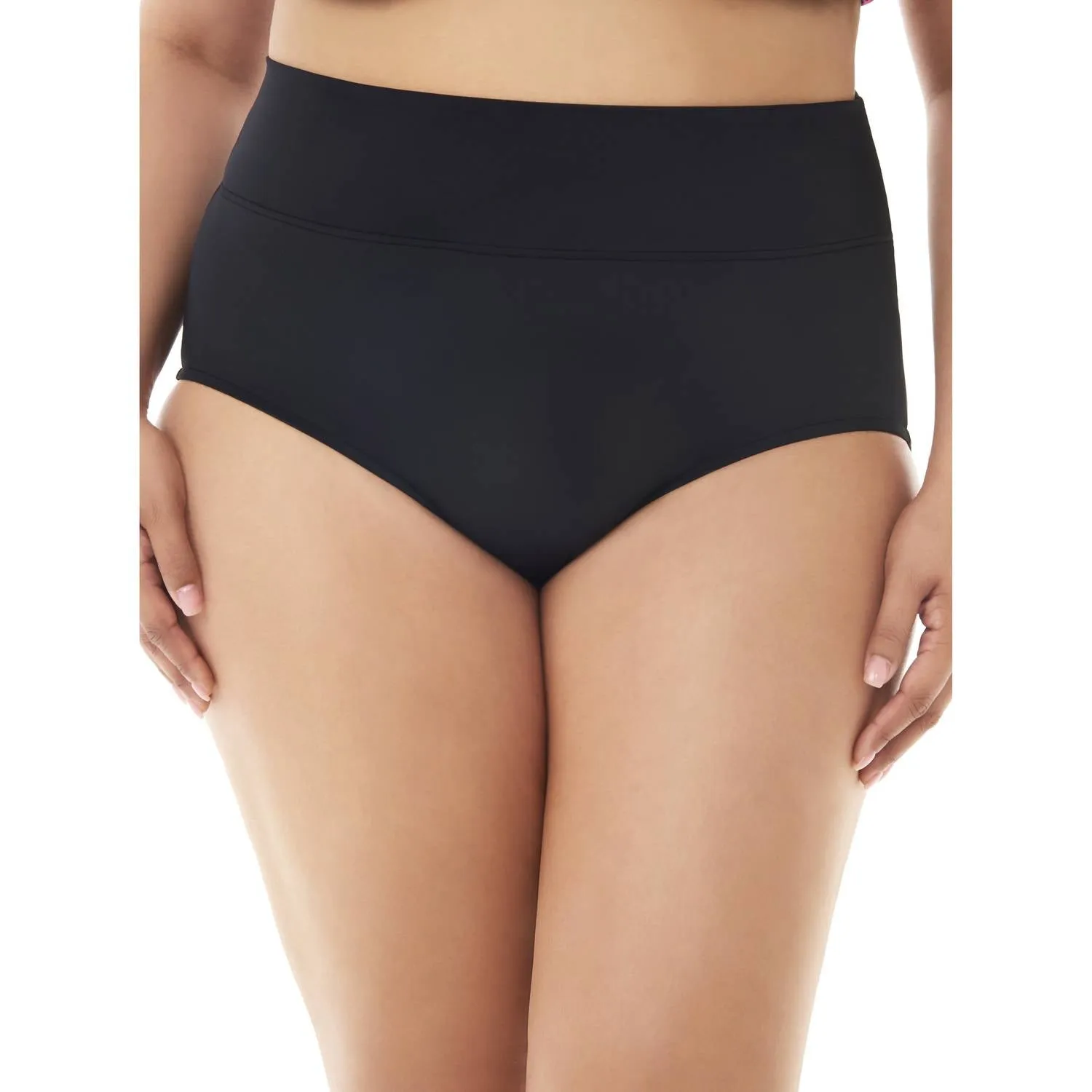 Einfarbige Slip-Bikini-Unterteil in Schwarz