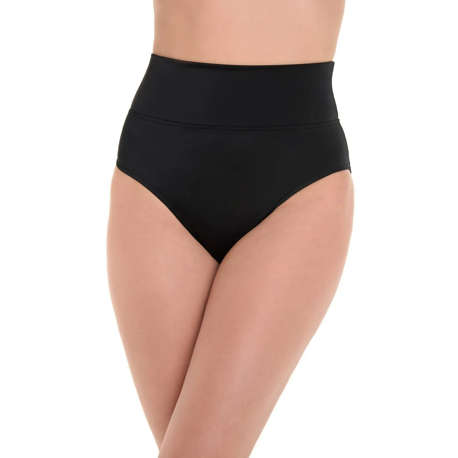 Einfarbige Slip-Bikini-Unterteil in Schwarz