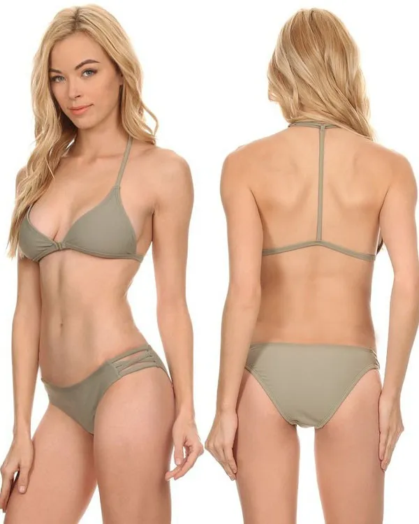 Surf World Anemone Bikini Tri Top - Petrol - Taupe - Weiß
