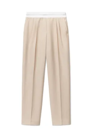 Damen Alexander Wang Alexander Wang High Waisted Logo Elastische Plisseehose - Feder