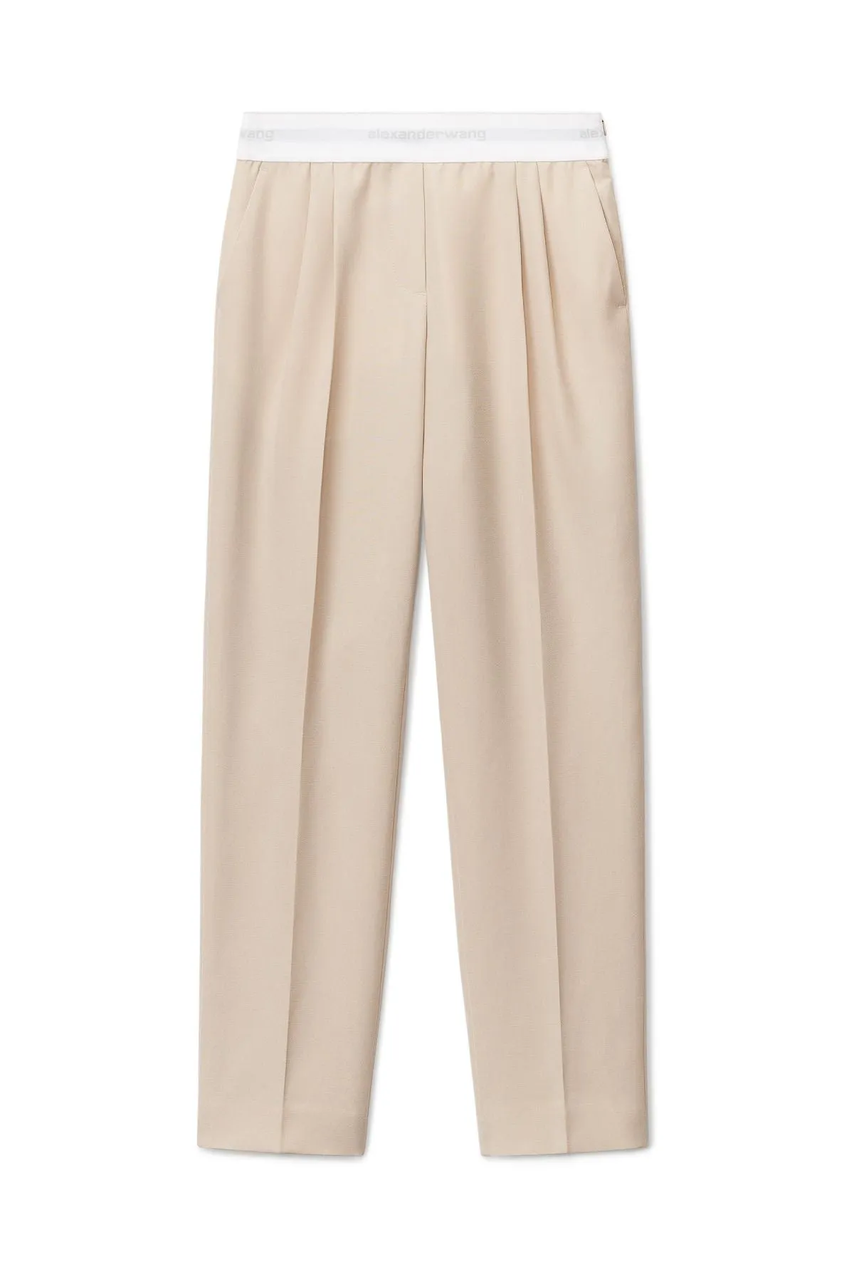 Damen Alexander Wang Alexander Wang High Waisted Logo Elastische Plisseehose - Feder
