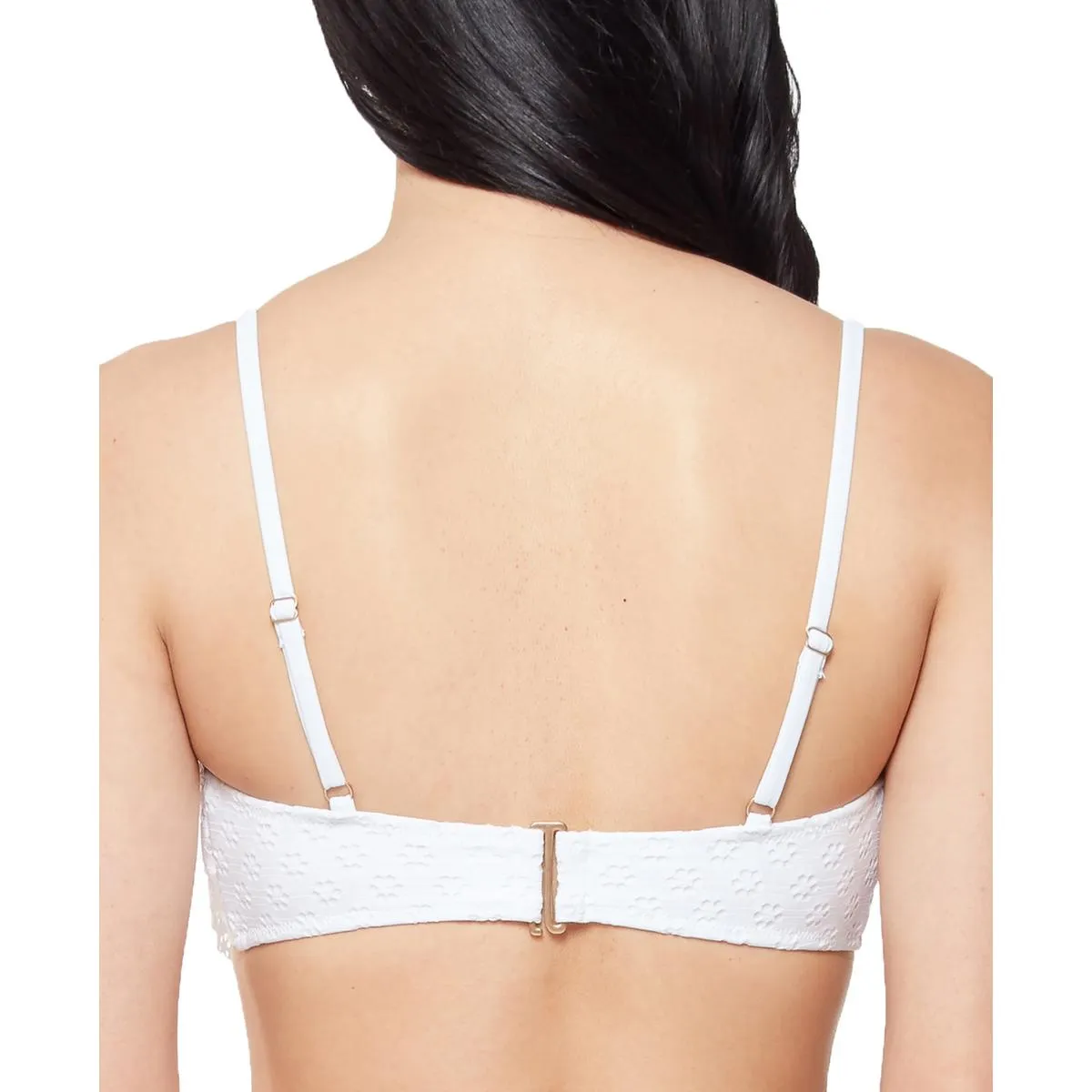 Damen-Bandeau-Bikini-Oberteil mit Lochmuster