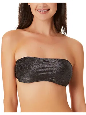Damen Bandeau Bikini Oberteil mit Metalliceffekt