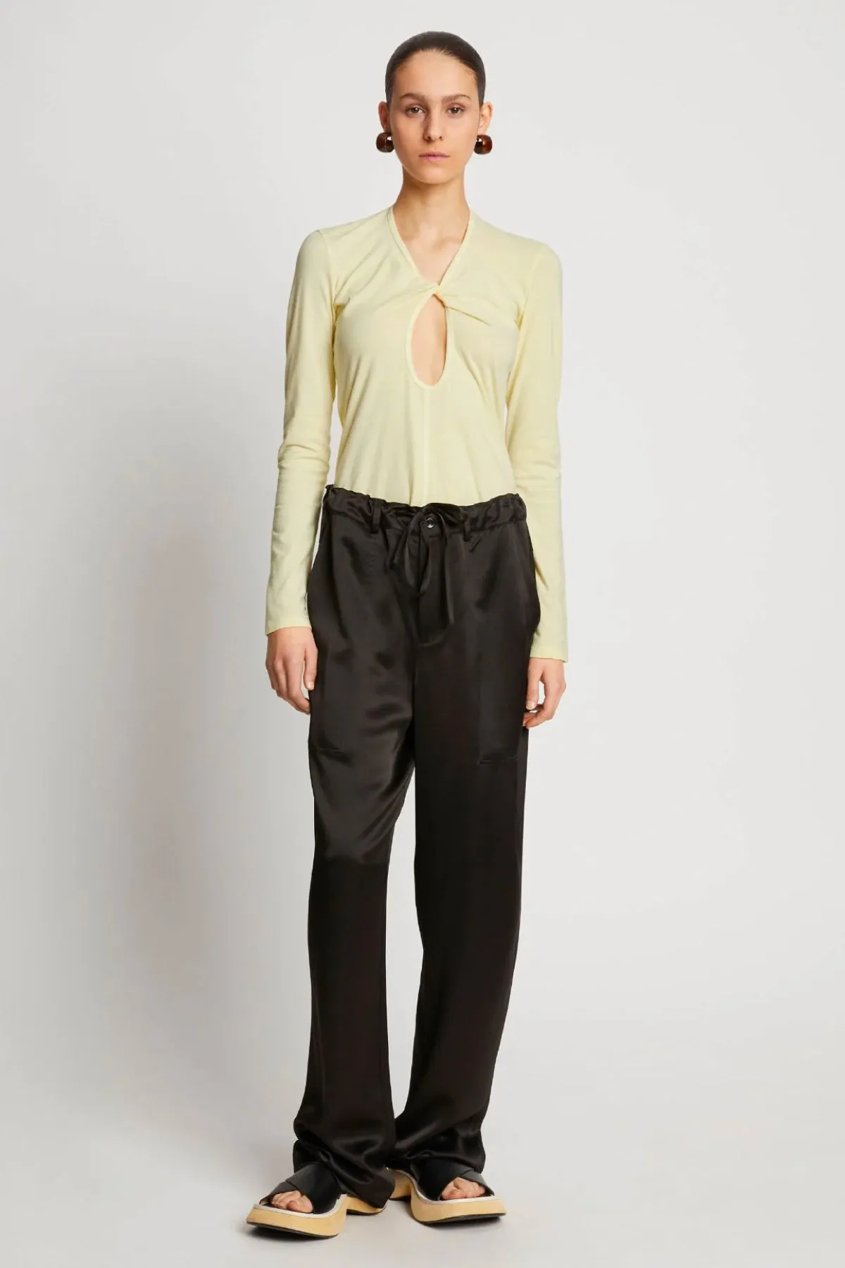 Damen Proenza Schouler Günstiger Proenza Schouler White Label Jersey Ausschnitt Top - Blassgelb