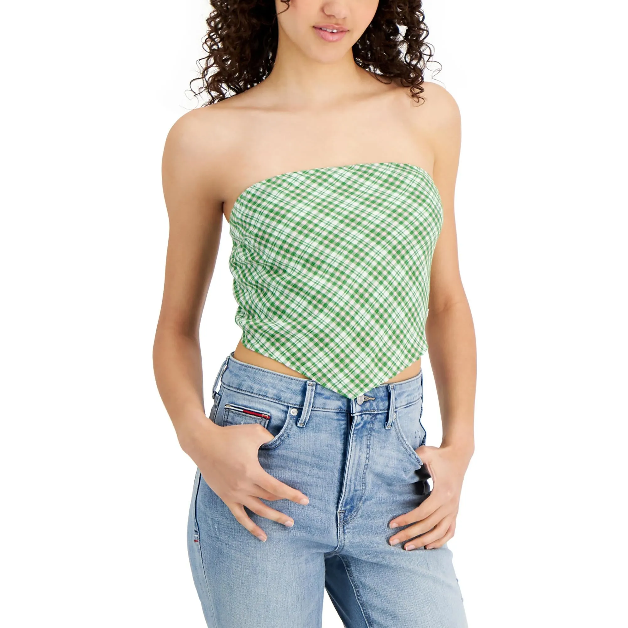 Damen Smocked Bandeau Cropped