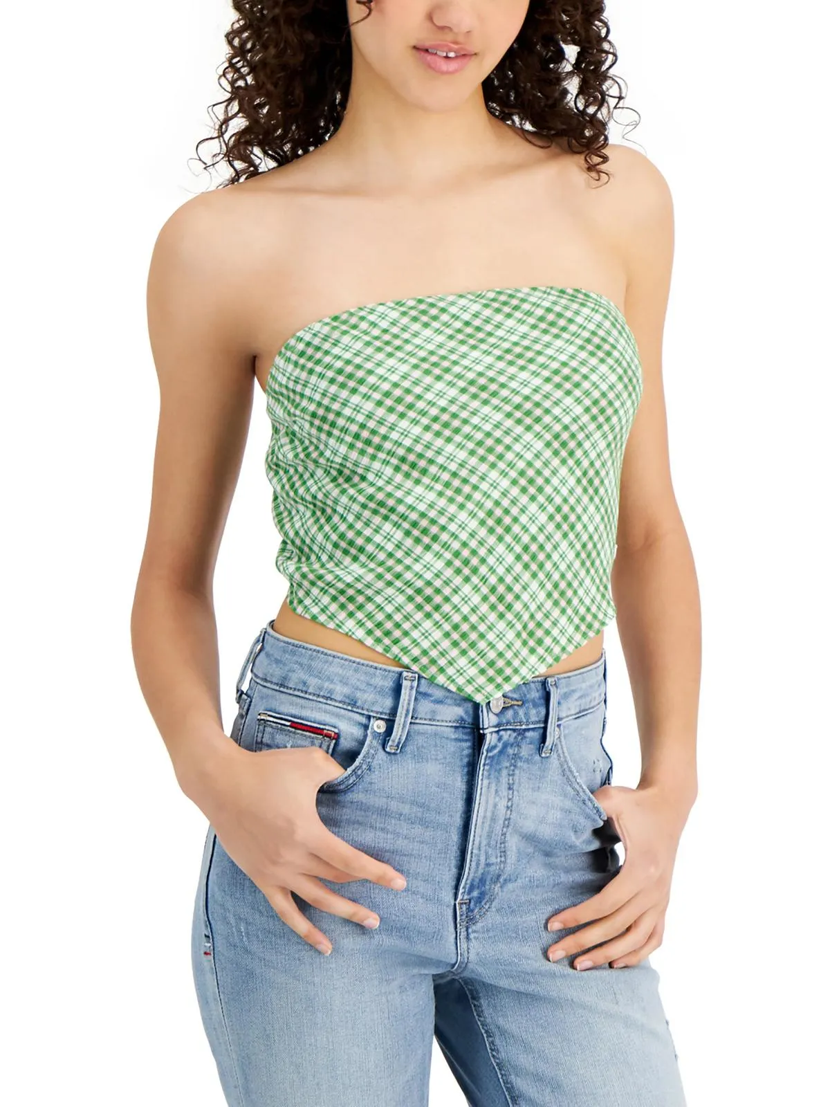 Damen Smocked Bandeau Cropped