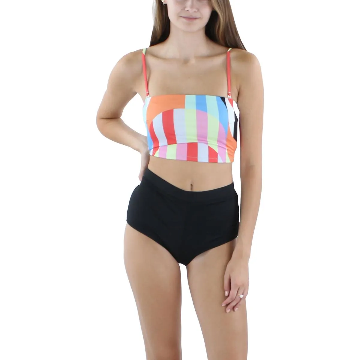 Damen Bandeau-Bikini-Oberteil mit Streifen