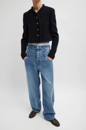 Tibi Tibi Damen-Doppelbund-Hosenträger-Jeans - Klassisches Blau