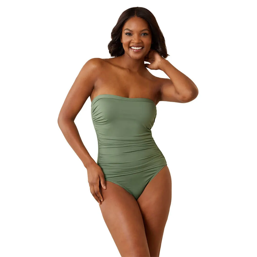 Damen Tommy Bahama Badebekleidung Tommy Bahama Paradise Fronds Bandeau Einteiler Badeanzug - Teeblatt*