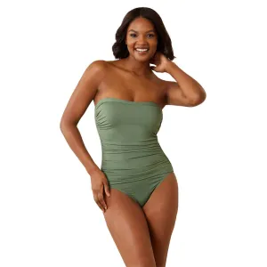 Damen Tommy Bahama Badebekleidung Tommy Bahama Paradise Fronds Bandeau Einteiler Badeanzug - Teeblatt*