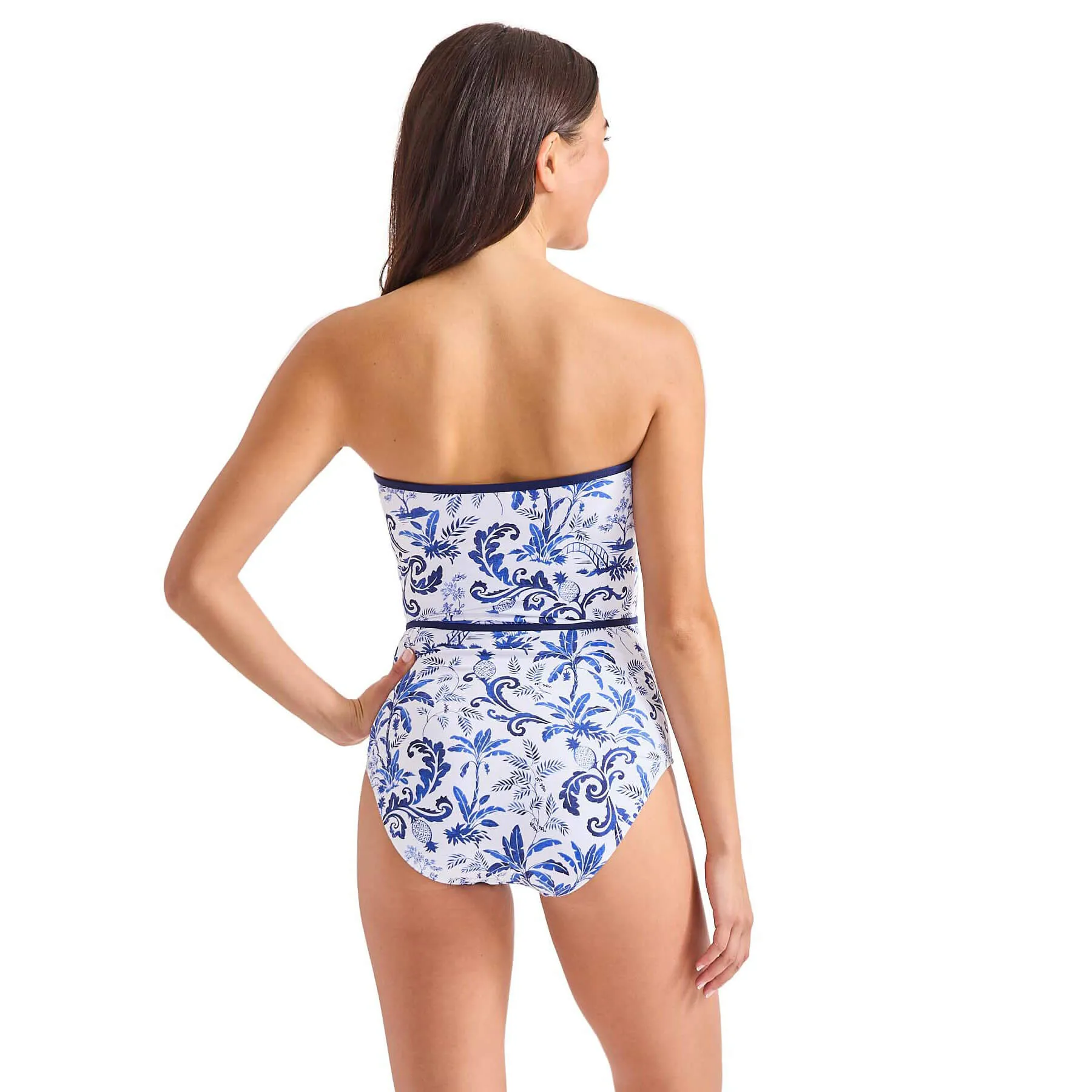 Damen Tommy Bahama Badebekleidung Tommy Bahama Terrazzo Fliesen Bandeau Einteiler Badeanzug - Bergblau