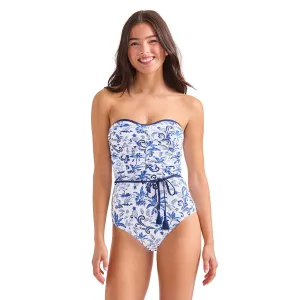 Damen Tommy Bahama Badebekleidung Tommy Bahama Terrazzo Fliesen Bandeau Einteiler Badeanzug - Bergblau
