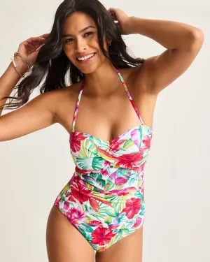 Damen Tommy Bahama Badebekleidung Tommy Bahama Damen Island Cays Fiesta Bandeau Einteiler Badeanzug - Weiß