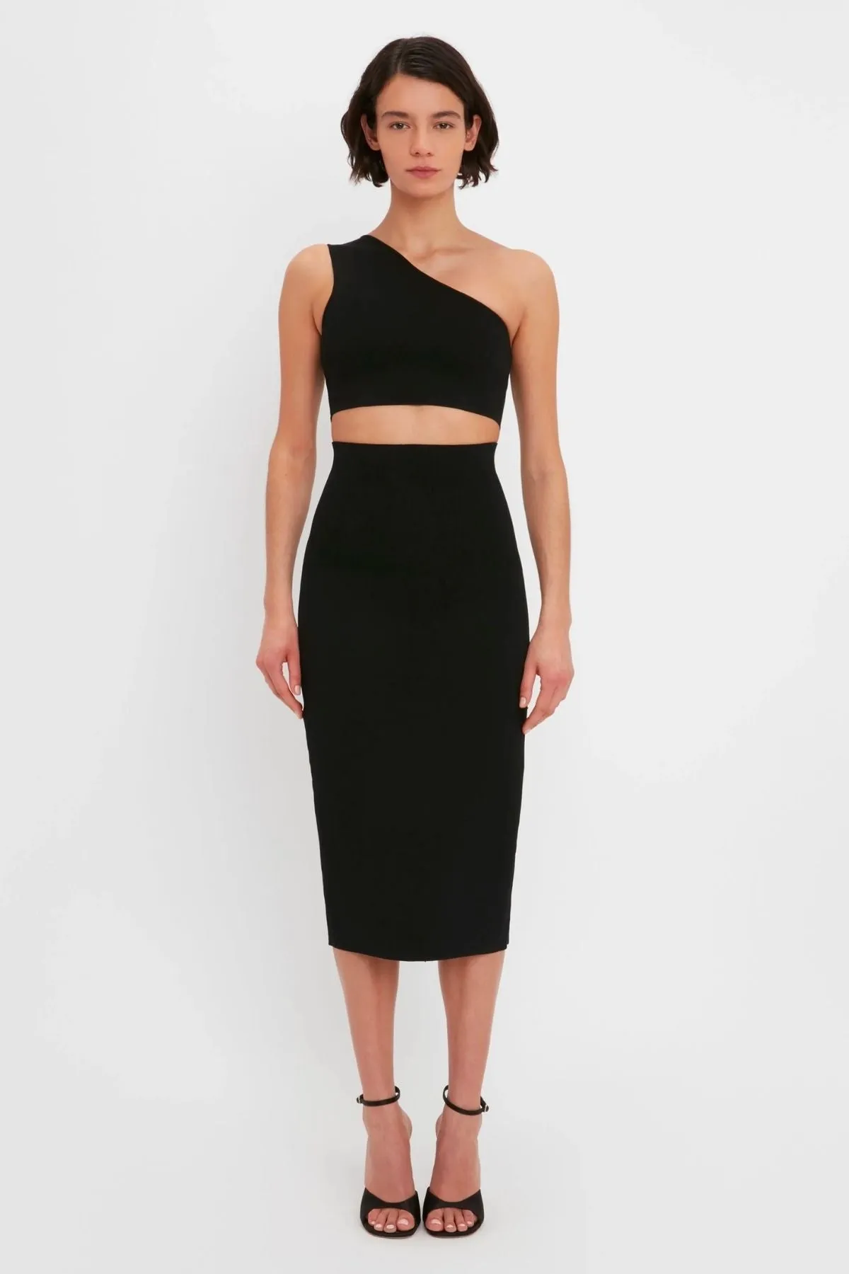 Victoria Beckham Damen Victoria Beckham VB Body Asymmetrisches Bandeau Crop Top - Schwarz