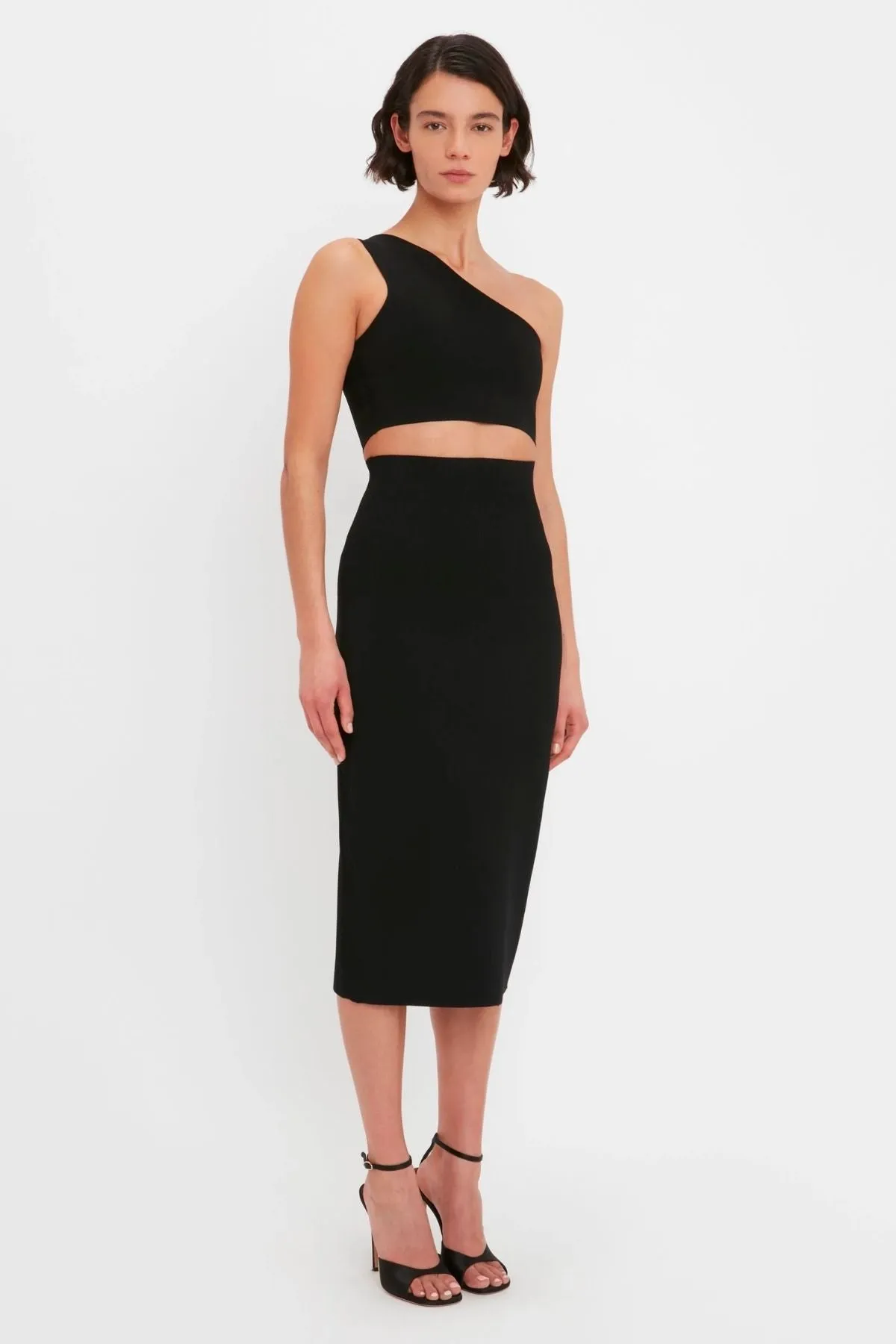 Victoria Beckham Damen Victoria Beckham VB Body Asymmetrisches Bandeau Crop Top - Schwarz