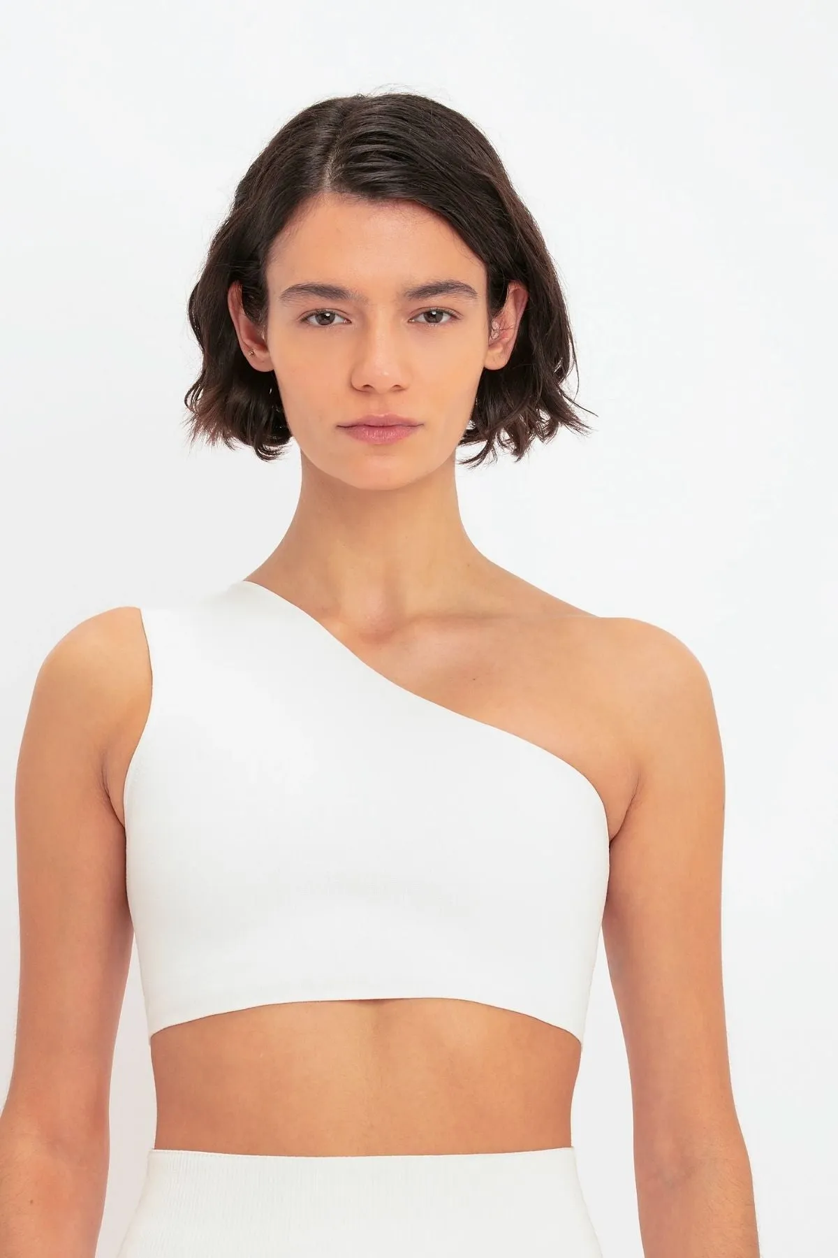 Victoria Beckham Damen Victoria Beckham VB Body Asymmetrisches Bandeau Crop Top - Weiß