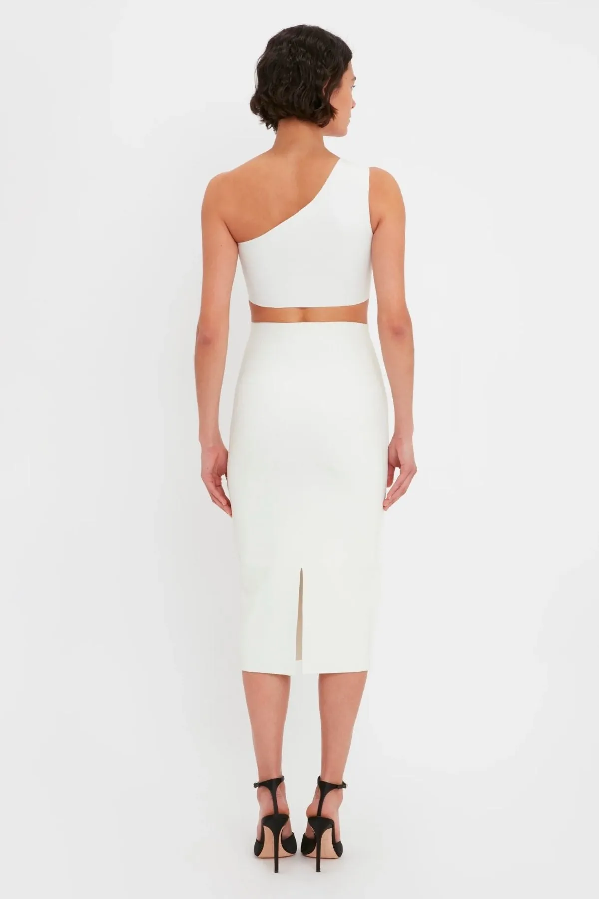 Victoria Beckham Damen Victoria Beckham VB Body Asymmetrisches Bandeau Crop Top - Weiß