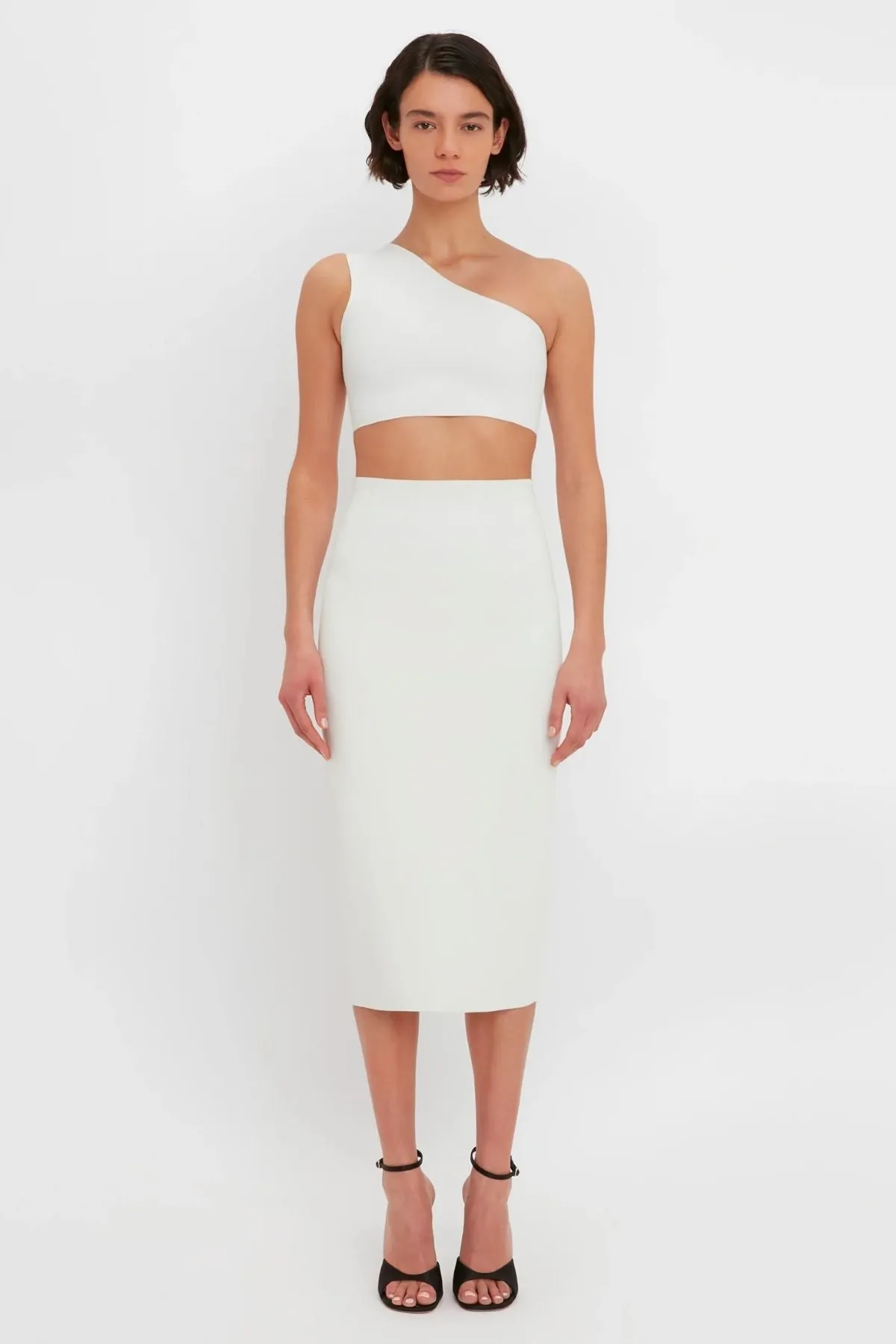 Victoria Beckham Damen Victoria Beckham VB Body Asymmetrisches Bandeau Crop Top - Weiß