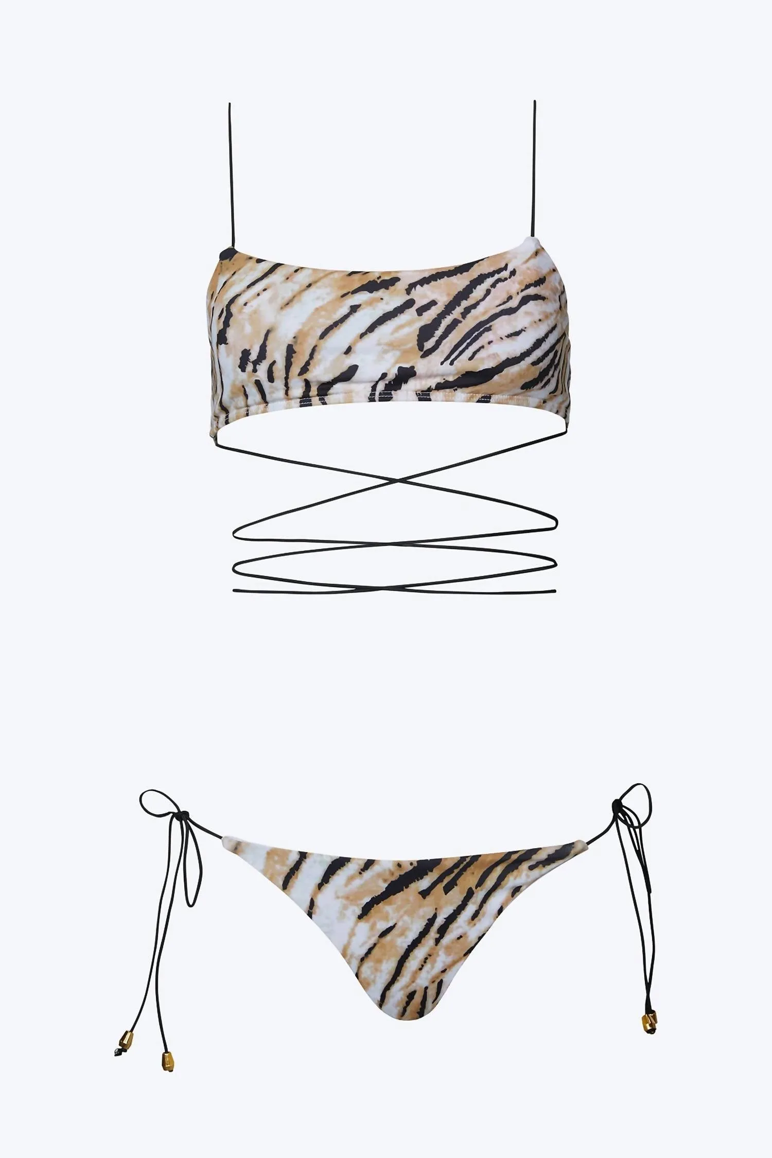 Umhüllender Bikini-Set im Tiger-Print in Mehrfarbig